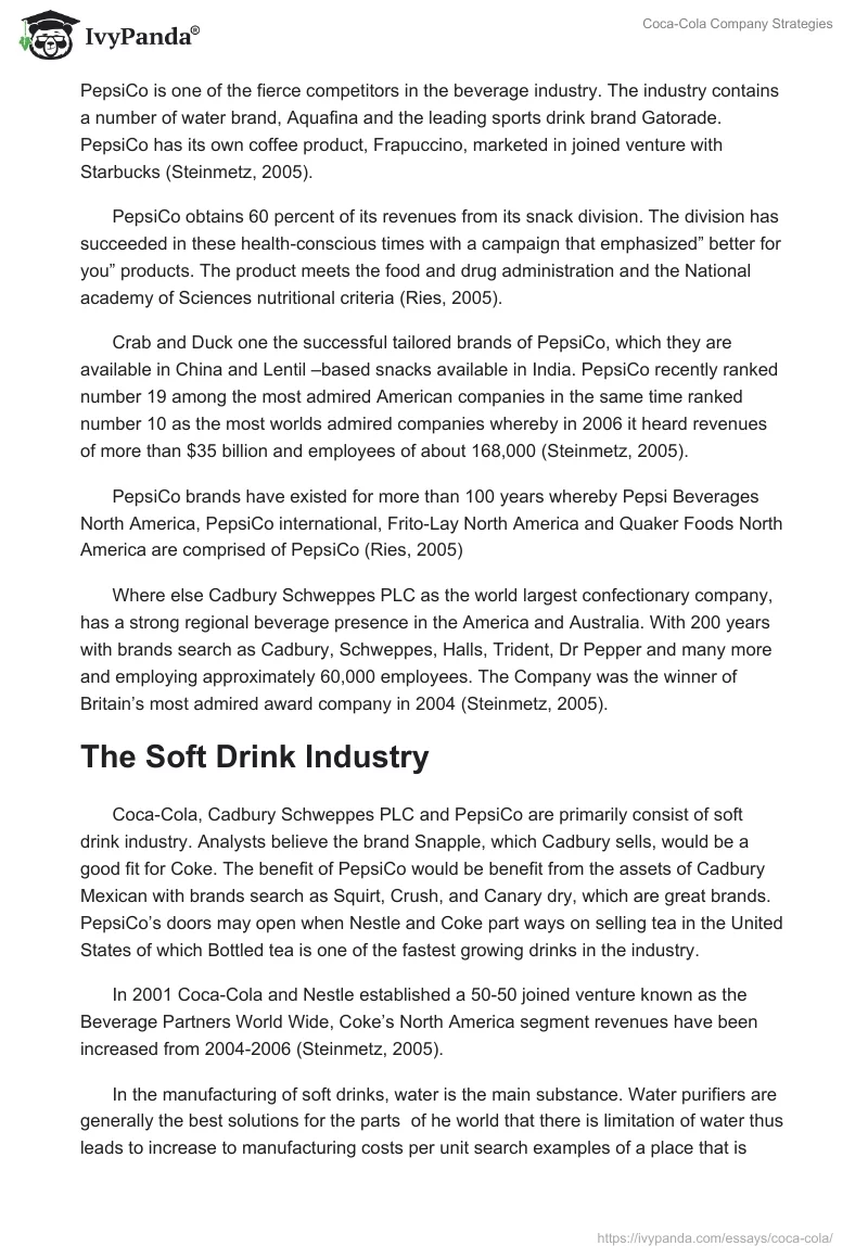 Coca-Cola Company Strategies. Page 2
