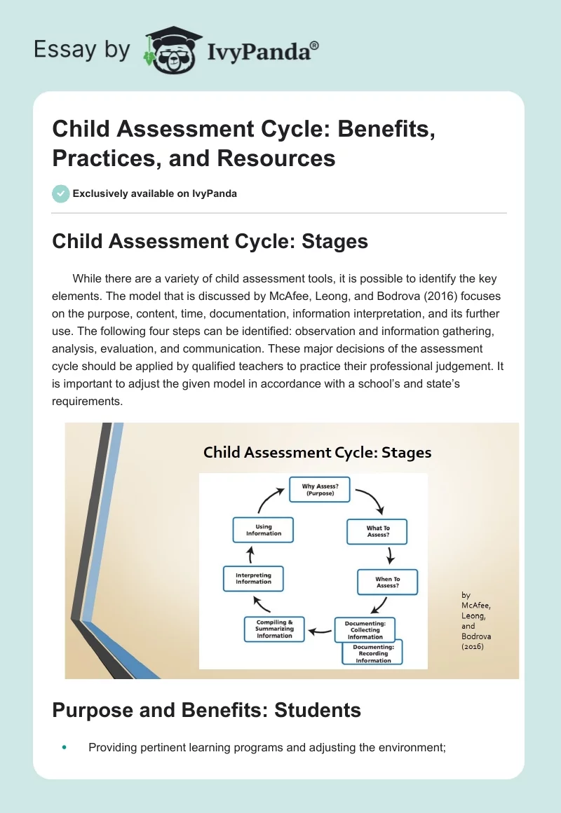 Child Assessment Cycle: Benefits, Practices, and Resources. Page 1