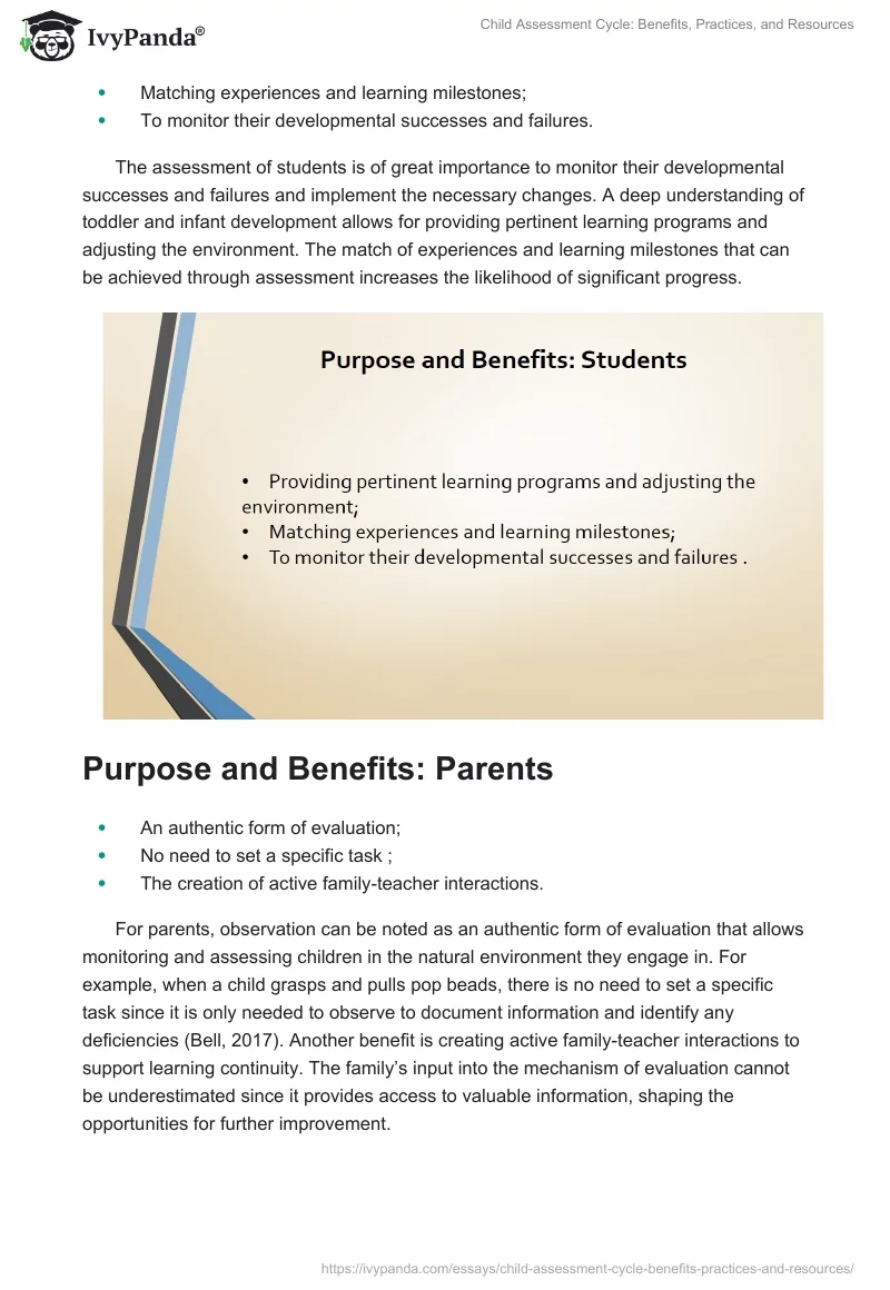 Child Assessment Cycle: Benefits, Practices, and Resources. Page 2