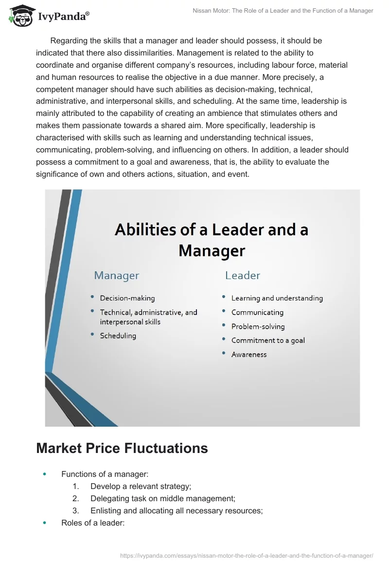 Nissan Motor: The Role of a Leader and the Function of a Manager. Page 4