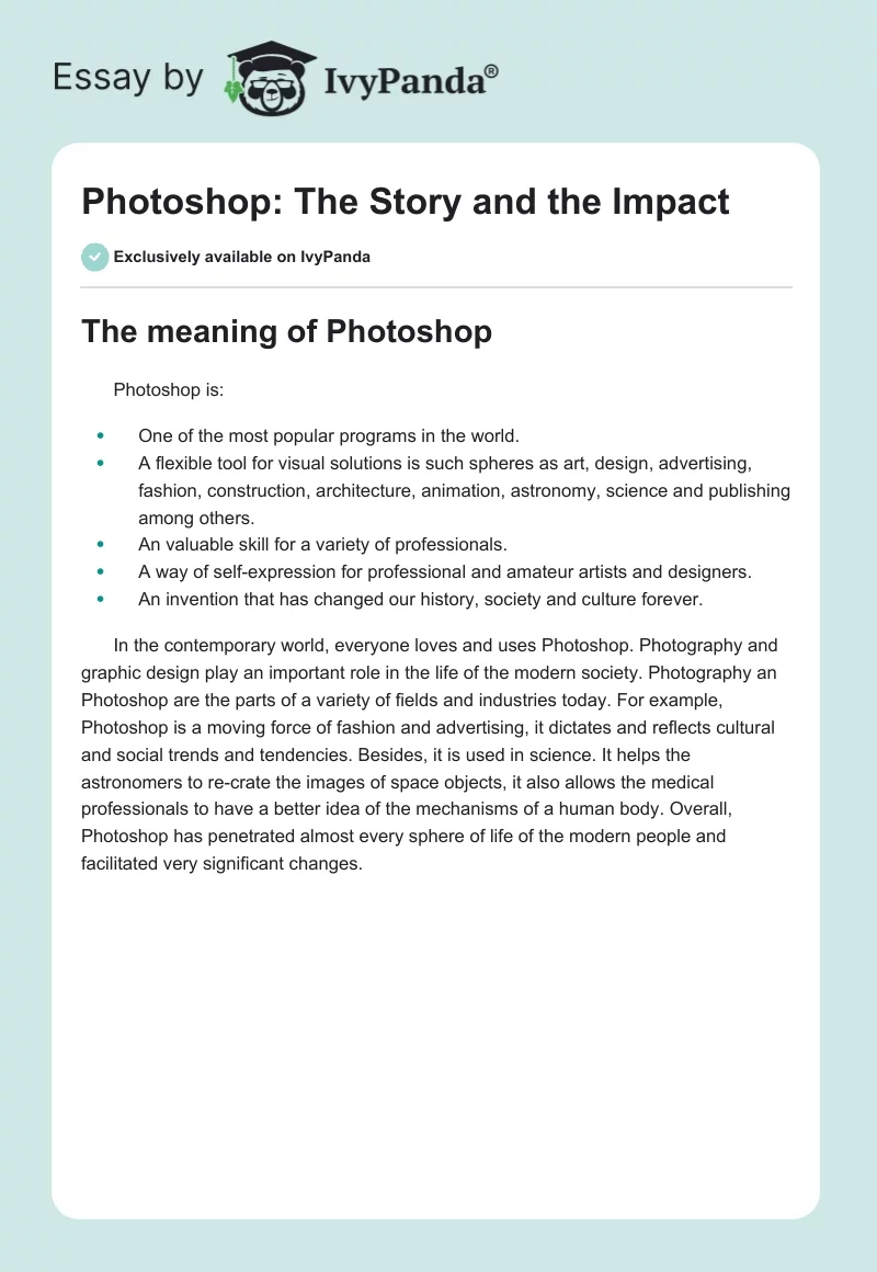 Photoshop: The Story and the Impact. Page 1