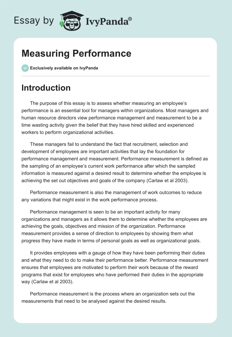 Measuring Performance. Page 1
