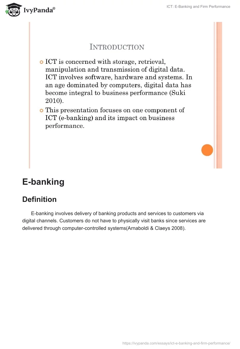 ICT: E-Banking and Firm Performance. Page 2