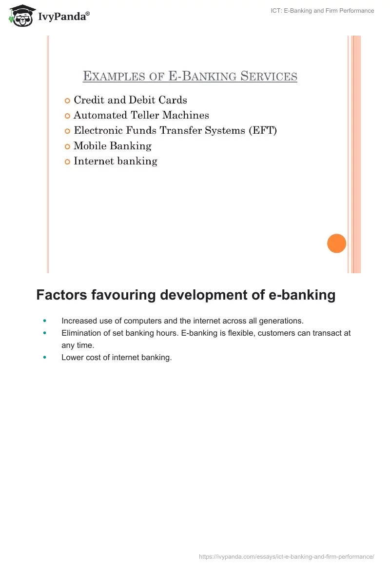 ICT: E-Banking and Firm Performance. Page 4