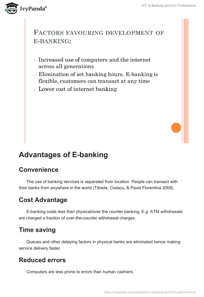 ICT: E-Banking and Firm Performance. Page 5