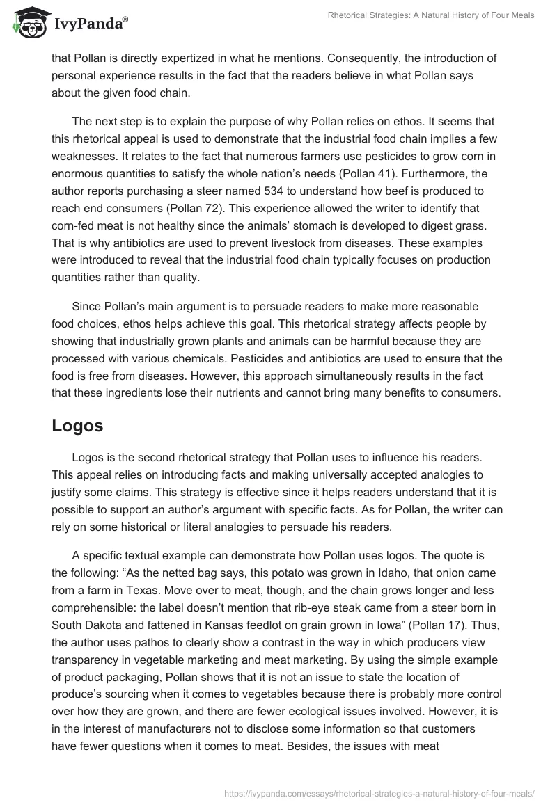 Rhetorical Strategies: A Natural History of Four Meals. Page 2