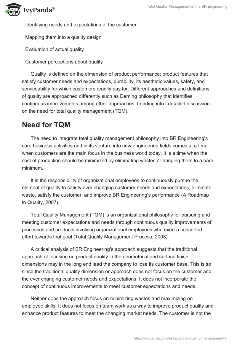 Total Quality Management at the BR Engineering. Page 2