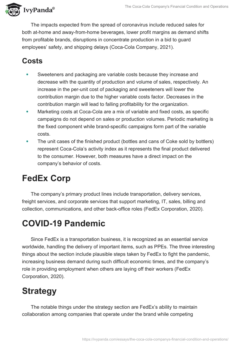 The Coca-Cola Company's Financial Condition and Operations. Page 2