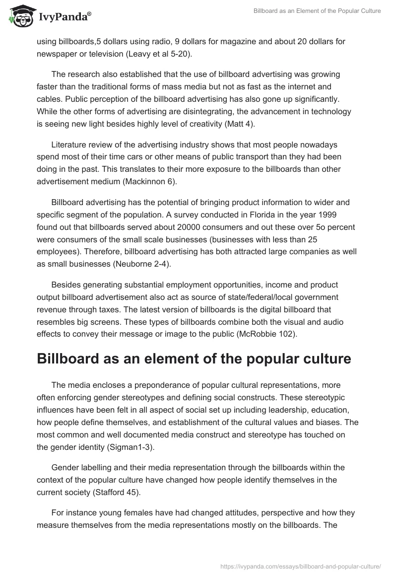 Billboard as an Element of the Popular Culture. Page 4