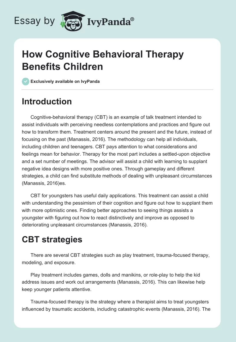 How Cognitive Behavioral Therapy Benefits Children. Page 1