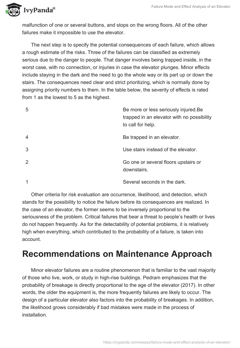 Failure Mode and Effect Analysis of an Elevator. Page 2