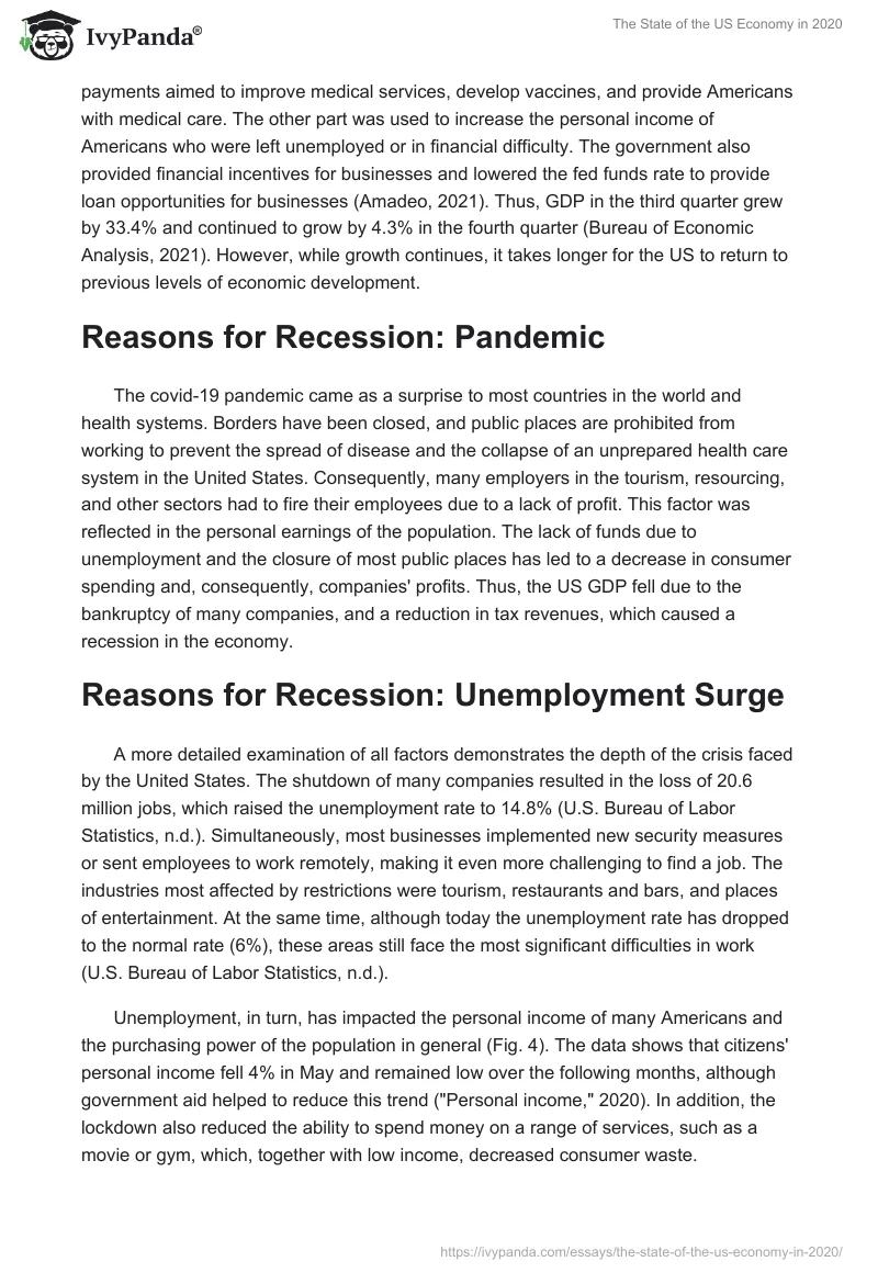 The State of the US Economy in 2020. Page 2