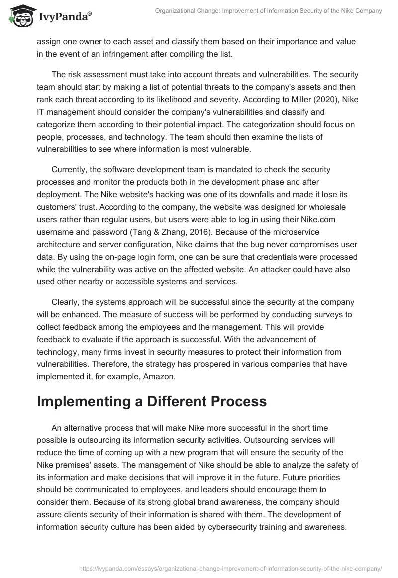 Organizational Change: Improvement of Information Security of the Nike Company. Page 3
