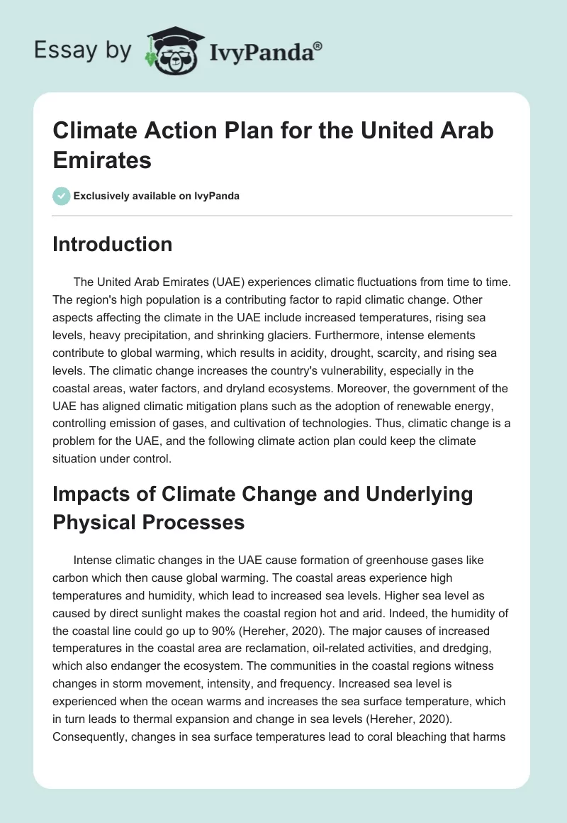 Climate Action Plan for the United Arab Emirates. Page 1