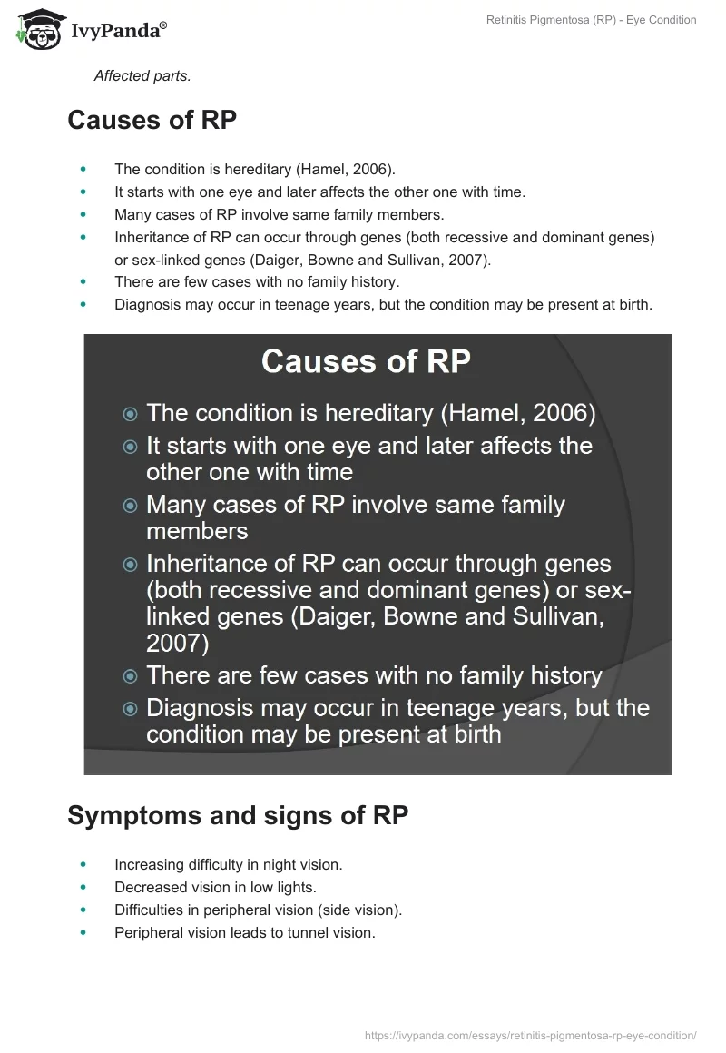 Retinitis Pigmentosa (RP) - Eye Condition. Page 4