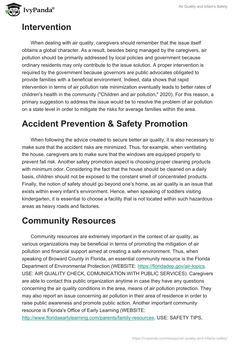 Air Quality and Infant’s Safety. Page 3
