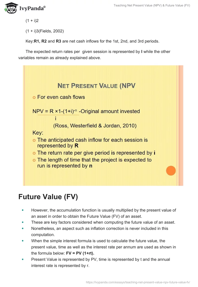 Teaching Net Present Value (NPV) & Future Value (FV). Page 4