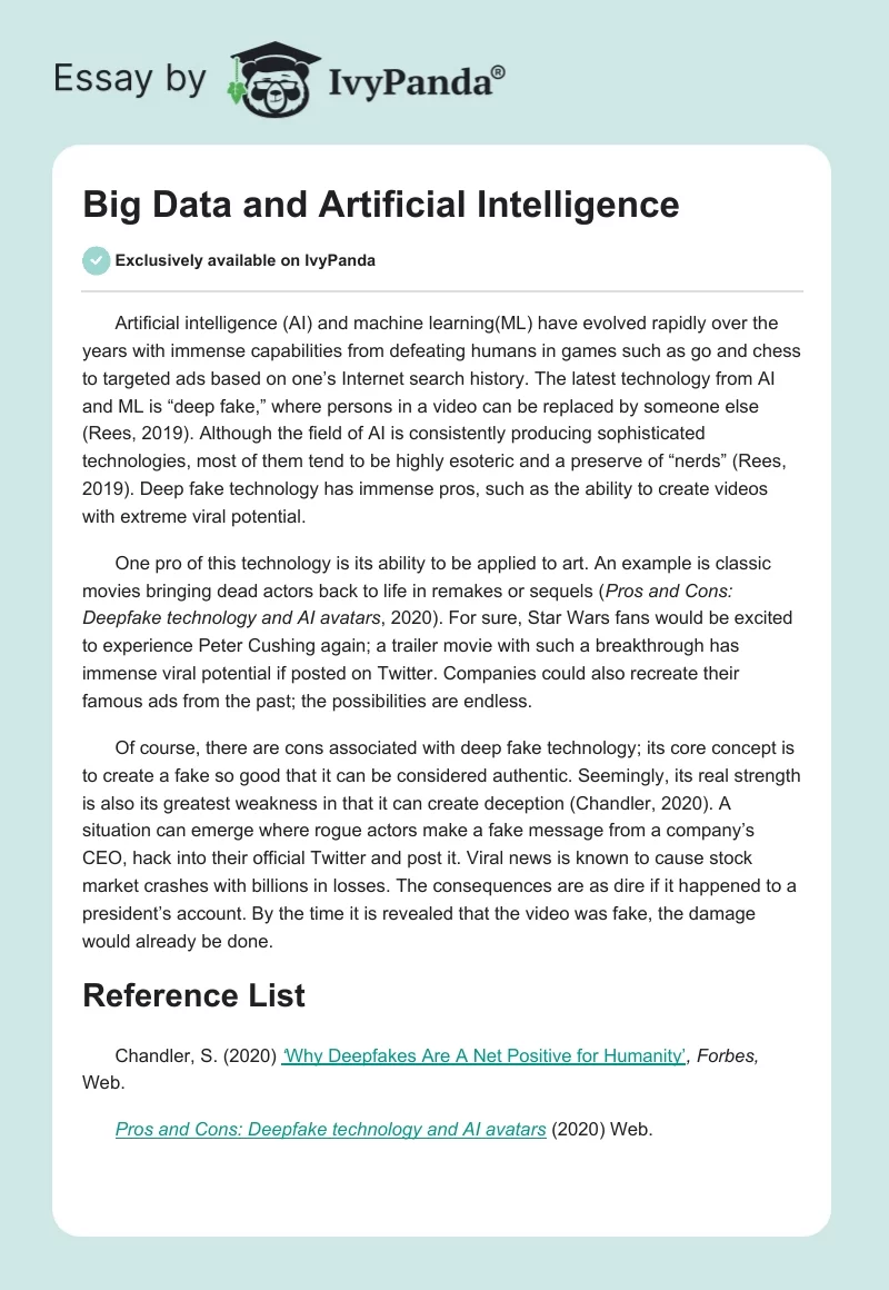 Big Data and Artificial Intelligence. Page 1