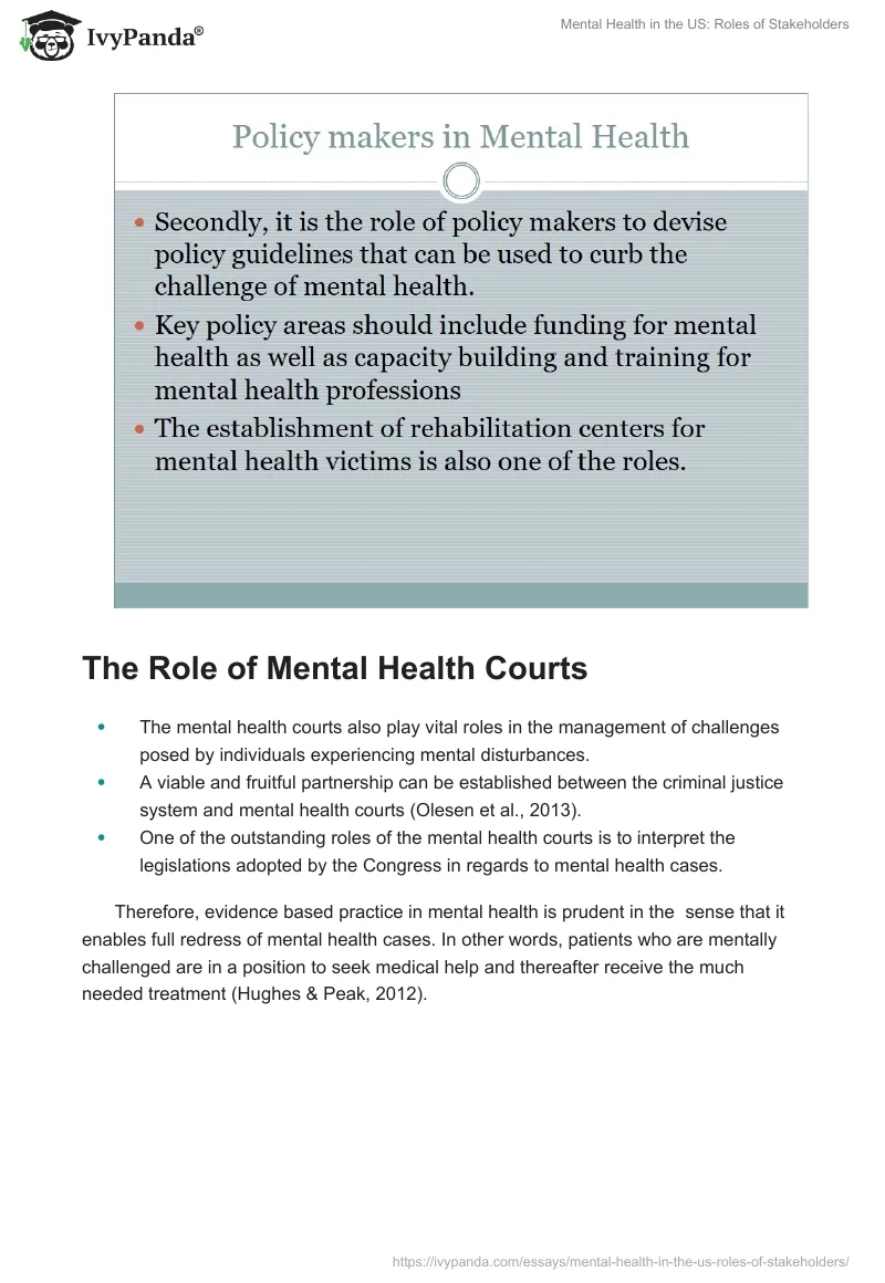 Mental Health in the US: Roles of Stakeholders. Page 4