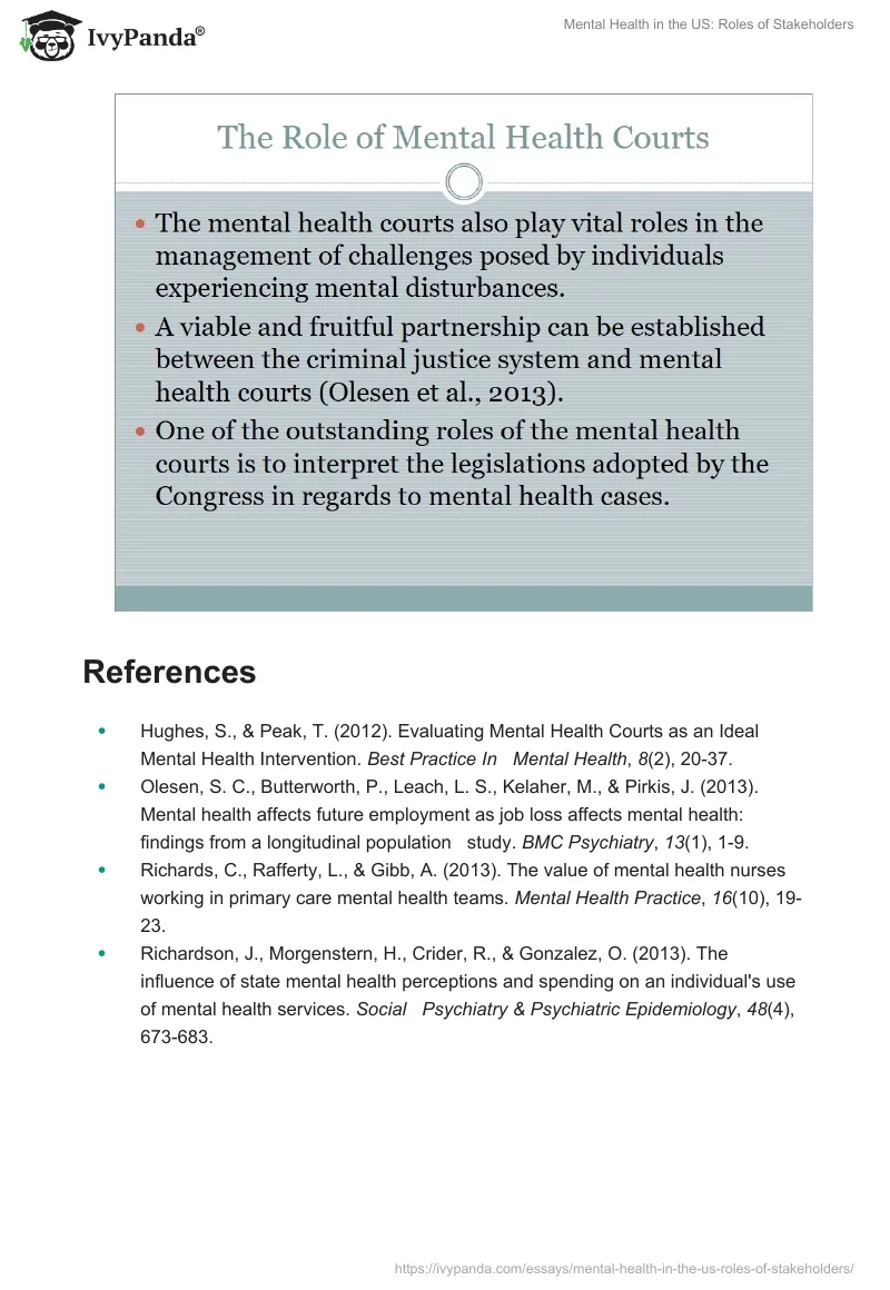 Mental Health in the US: Roles of Stakeholders. Page 5