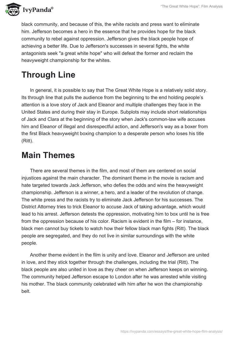 “The Great White Hope”: Film Analysis. Page 3