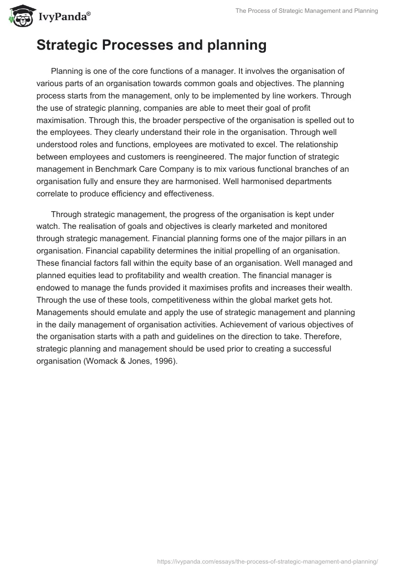 The Process of Strategic Management and Planning. Page 3