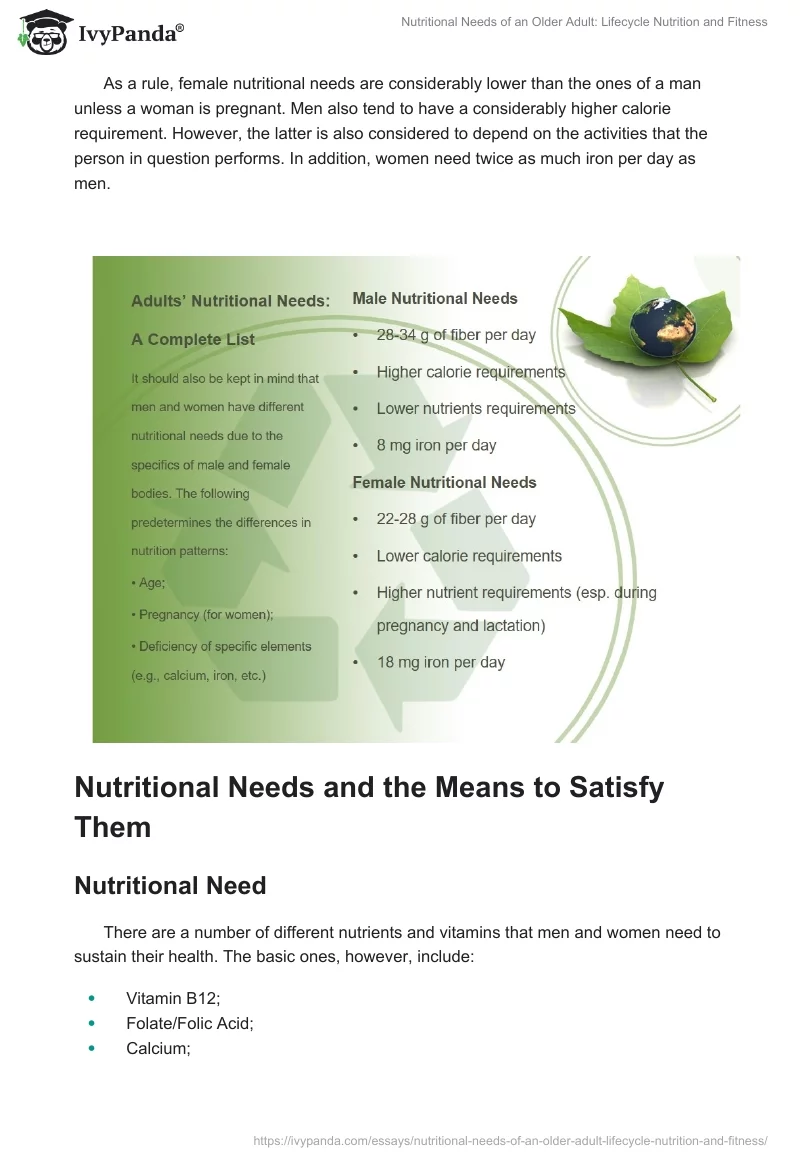 Nutritional Needs of an Older Adult: Lifecycle Nutrition and Fitness. Page 3