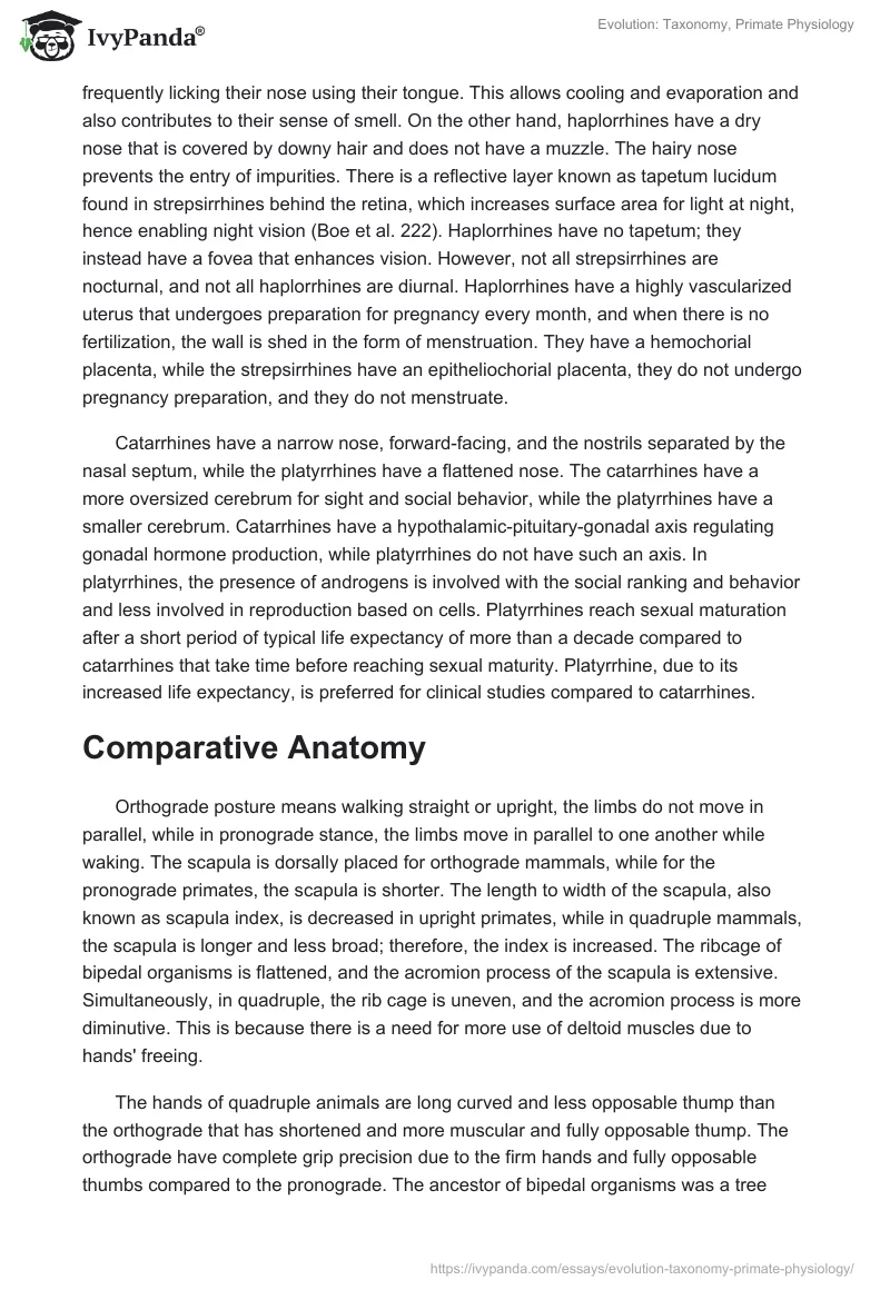 Evolution: Taxonomy, Primate Physiology. Page 3