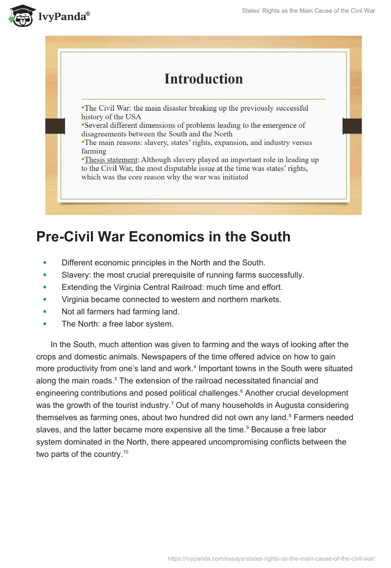 States’ Rights as the Main Cause of the Civil War. Page 2