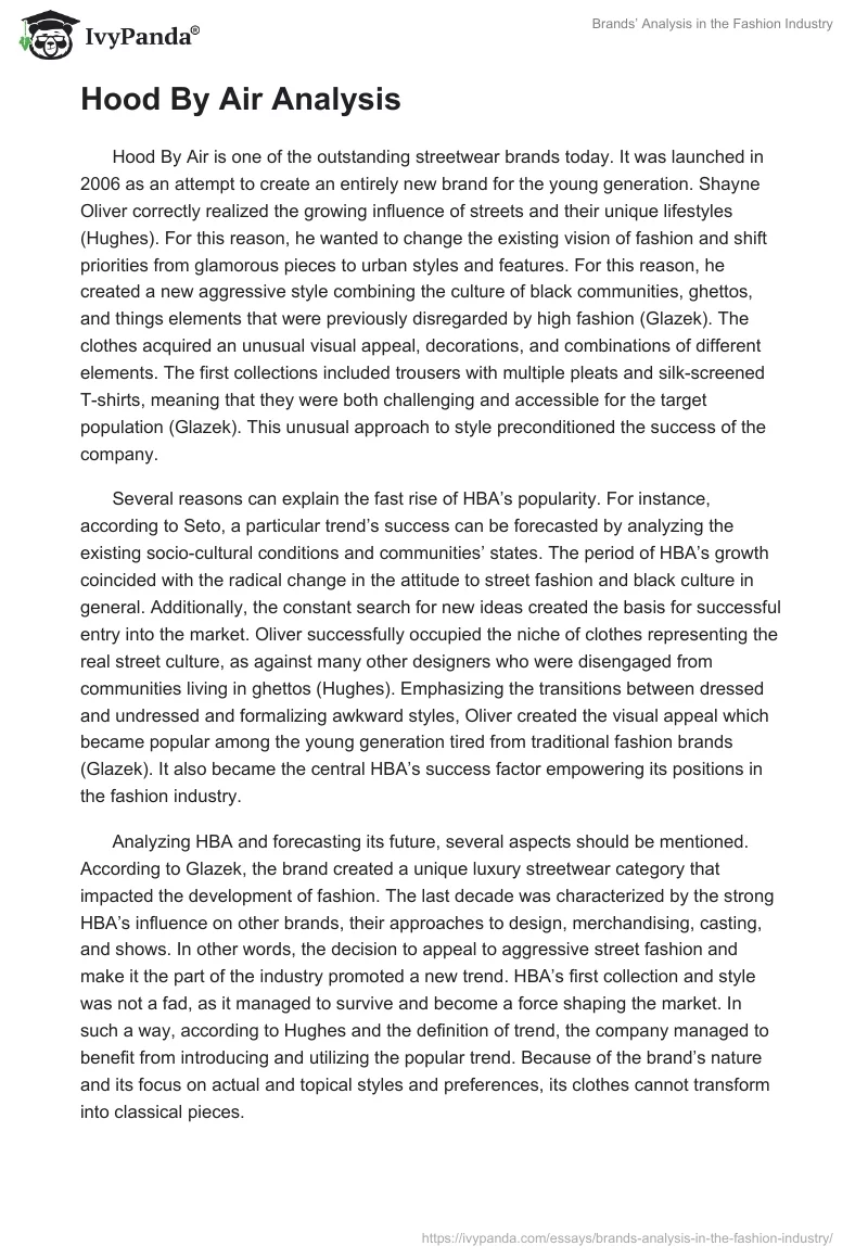 Brands’ Analysis in the Fashion Industry. Page 2