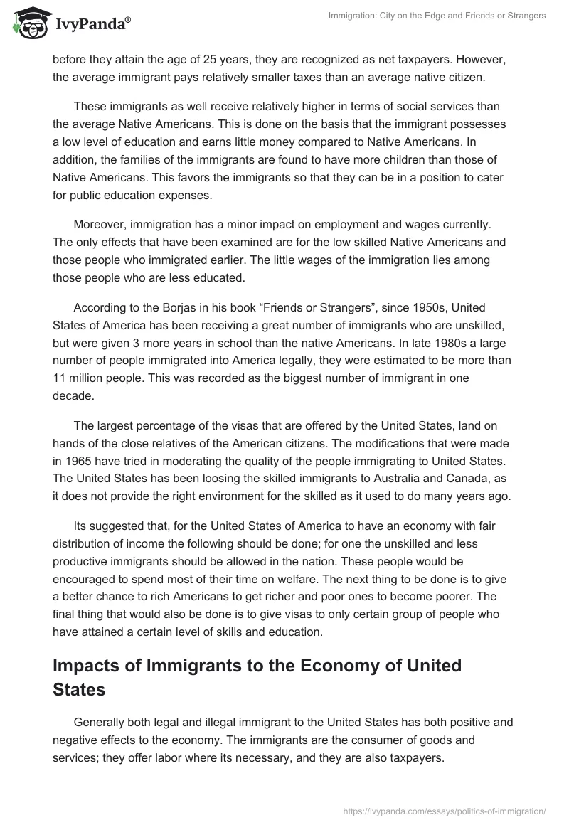 Immigration: "City on the Edge" and "Friends or Strangers". Page 2
