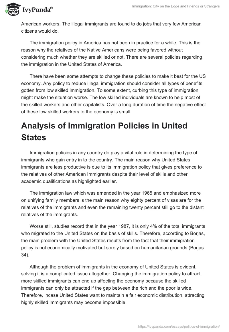 Immigration: "City on the Edge" and "Friends or Strangers". Page 4