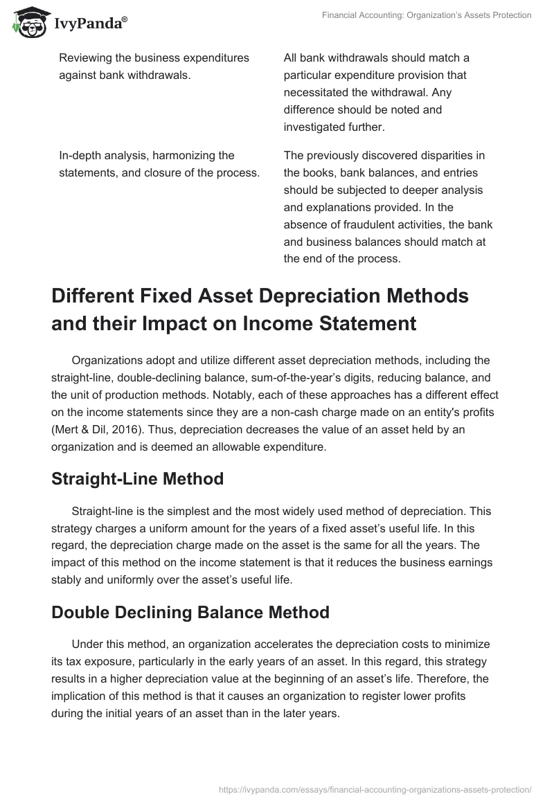 Financial Accounting: Organization’s Assets Protection. Page 5
