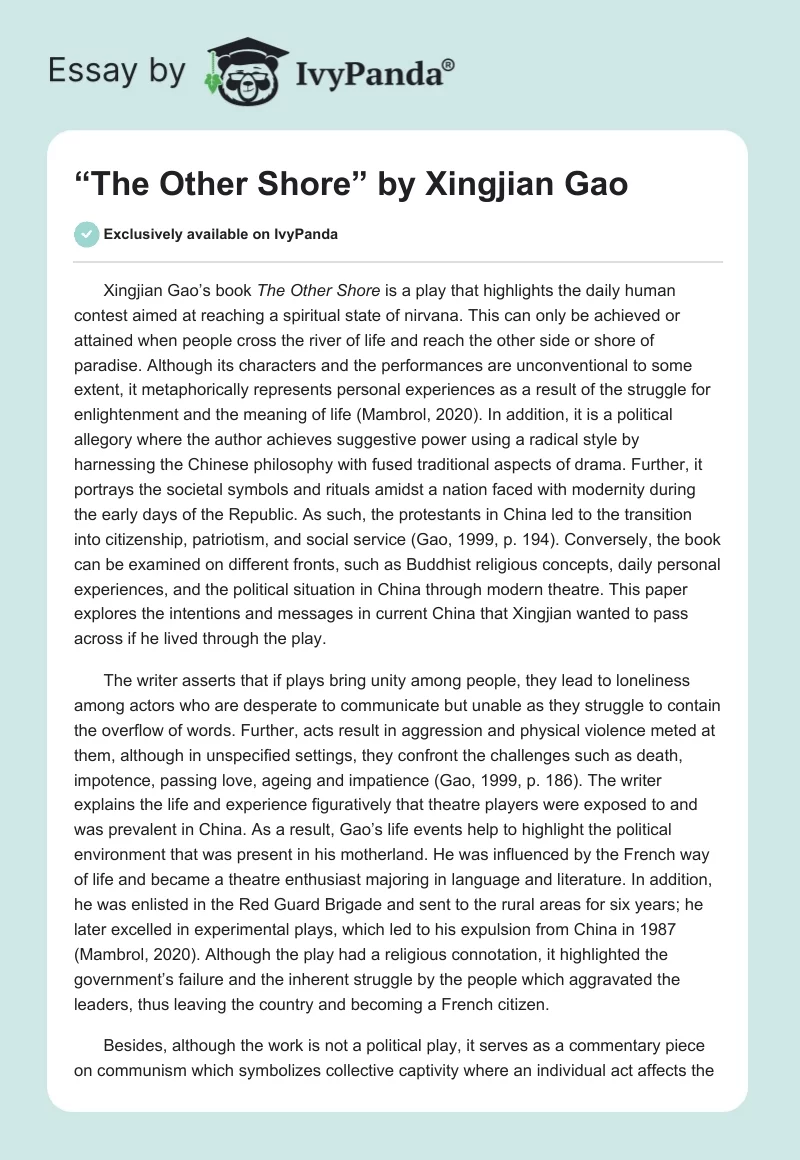 “The Other Shore” by Xingjian Gao. Page 1