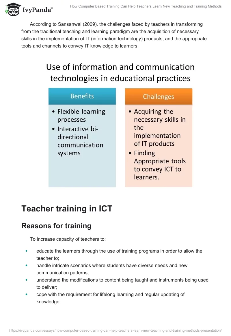 How Computer Based Training Can Help Teachers Learn New Teaching and Training Methods. Page 3