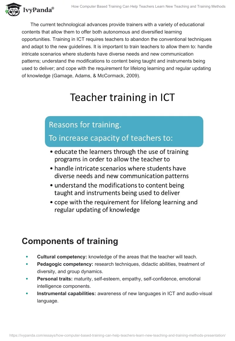 How Computer Based Training Can Help Teachers Learn New Teaching and Training Methods. Page 4