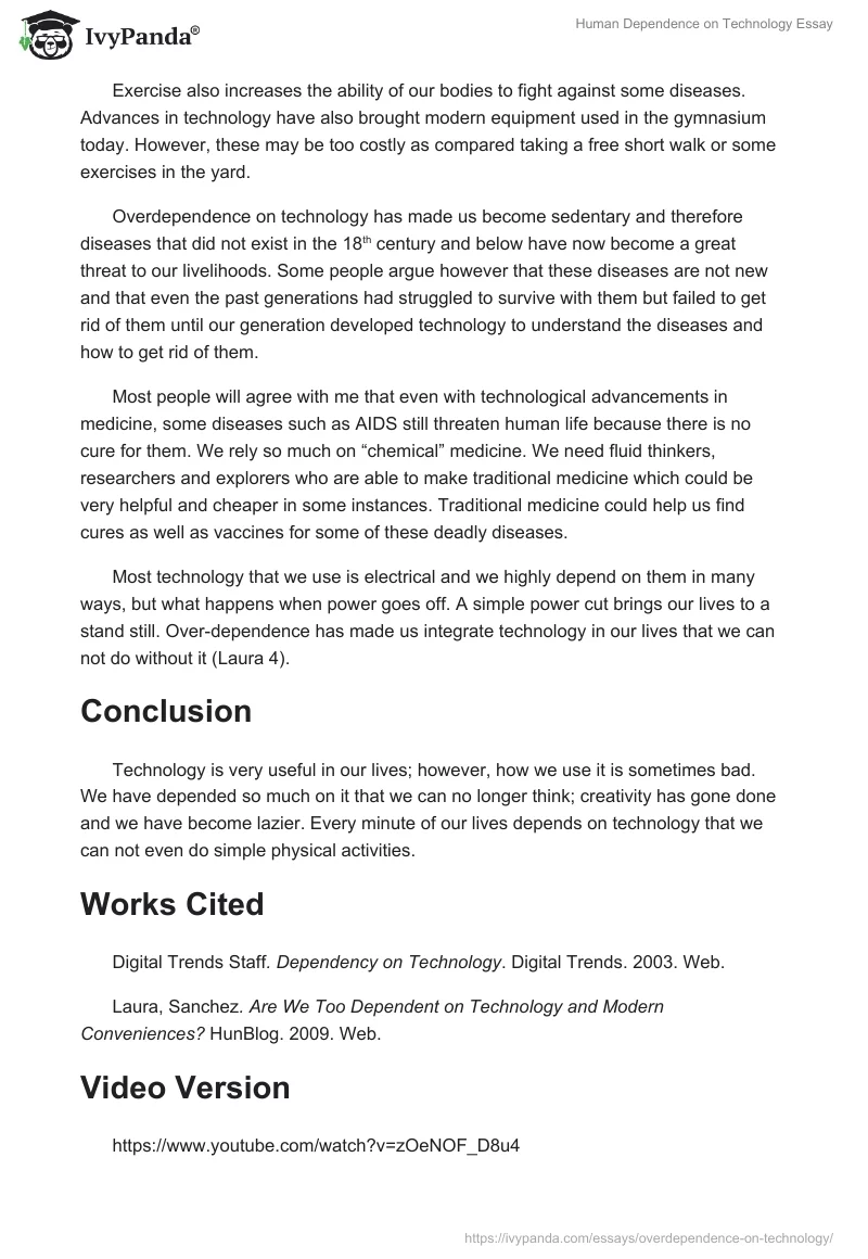 Human Dependence on Technology Essay. Page 3