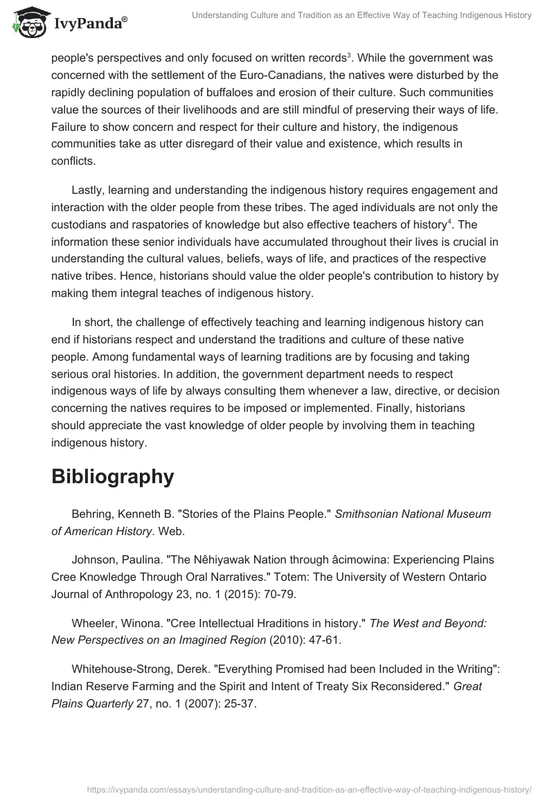 Understanding Culture and Tradition as an Effective Way of Teaching Indigenous History. Page 2