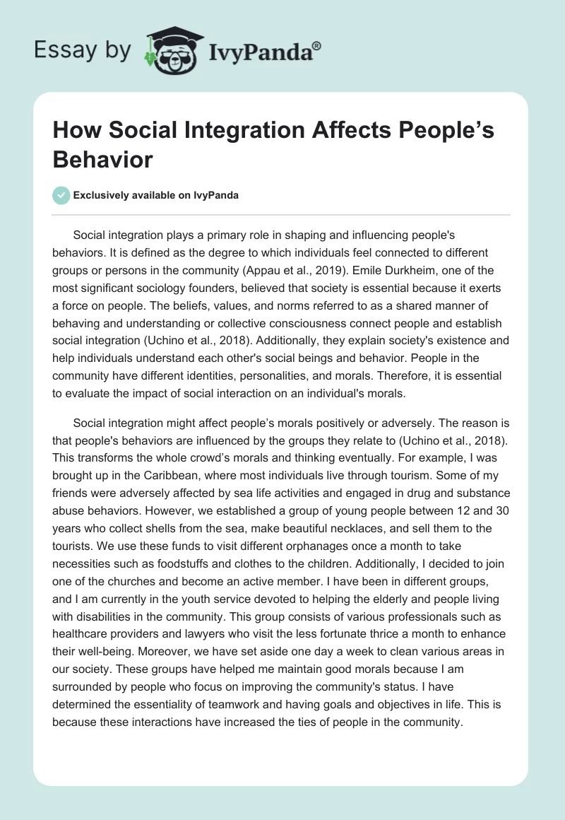 How Social Integration Affects People’s Behavior. Page 1