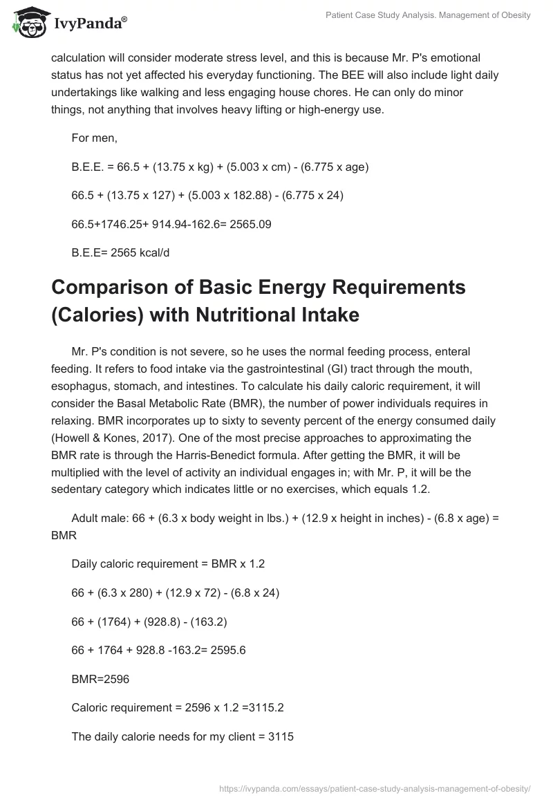 Patient Case Study Analysis. Management of Obesity. Page 2
