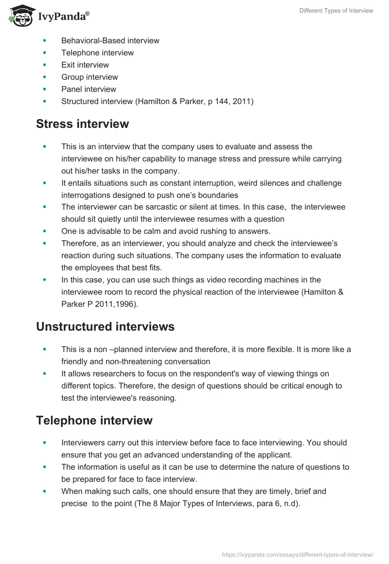 Different Types of Interview. Page 2