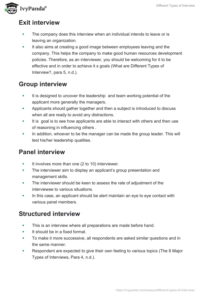 Different Types of Interview. Page 3