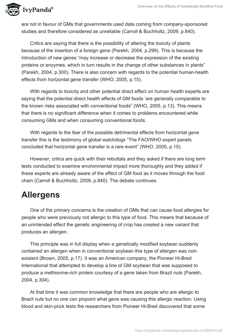 Overview on the Effects of Genetically Modified Food. Page 4