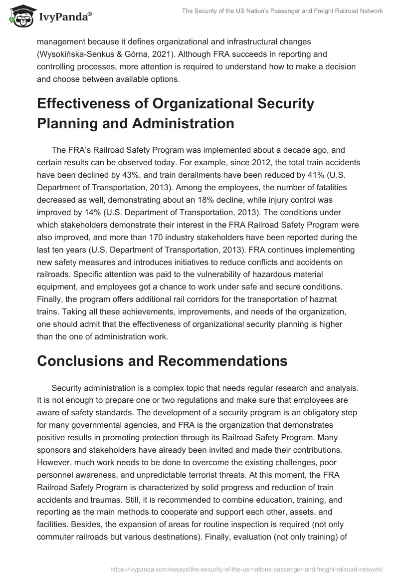 The Security of the US Nation's Passenger and Freight Railroad Network. Page 5