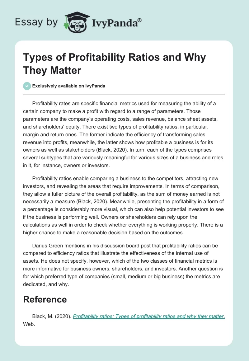 Types of Profitability Ratios and Why They Matter. Page 1