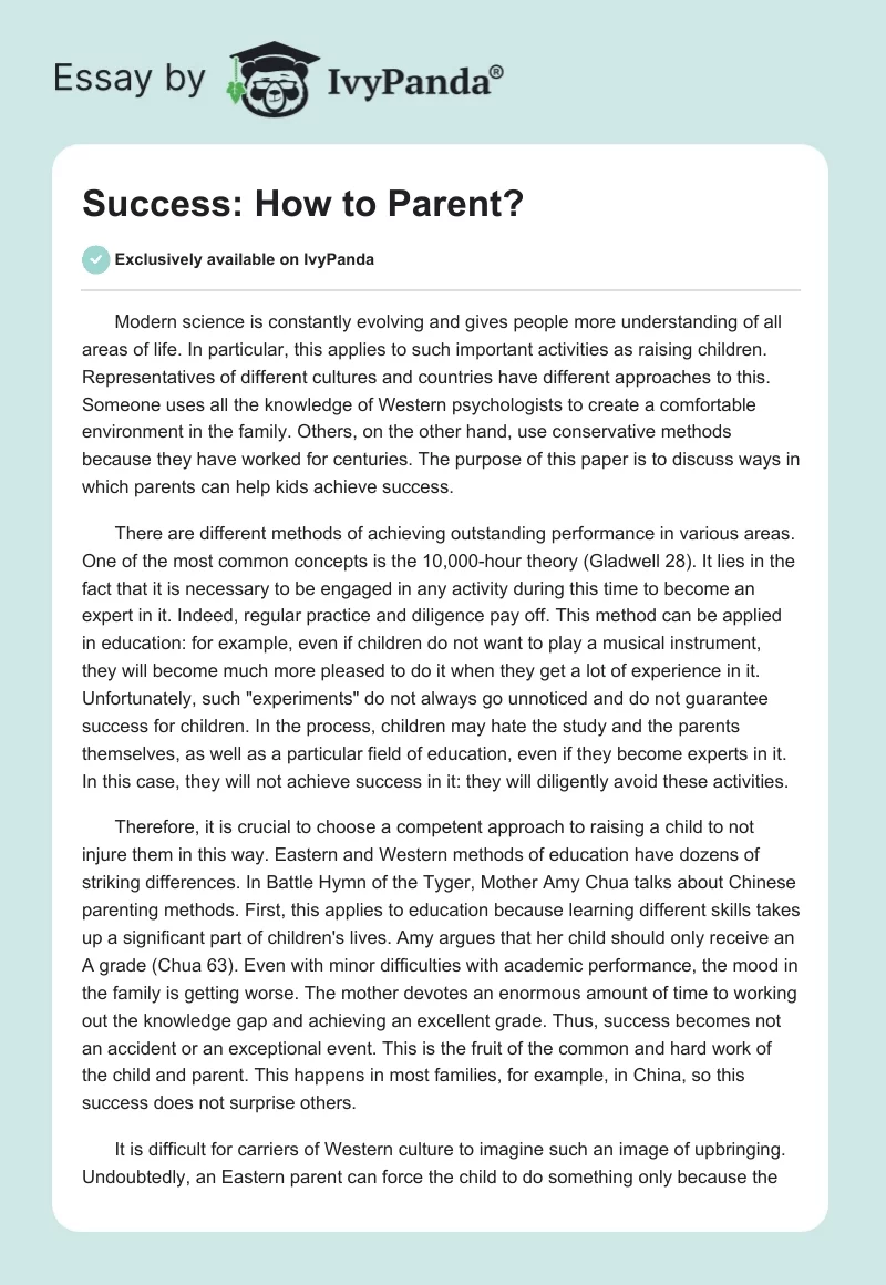 Success: How to Parent?. Page 1
