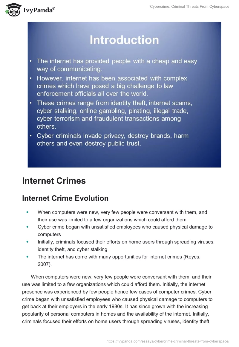 Cybercrime: Criminal Threats From Cyberspace. Page 2