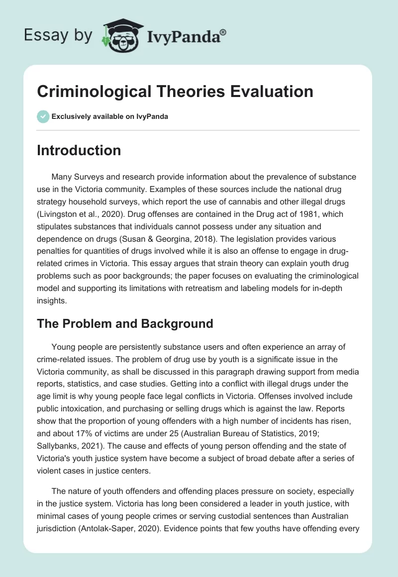 Criminological Theories Evaluation. Page 1