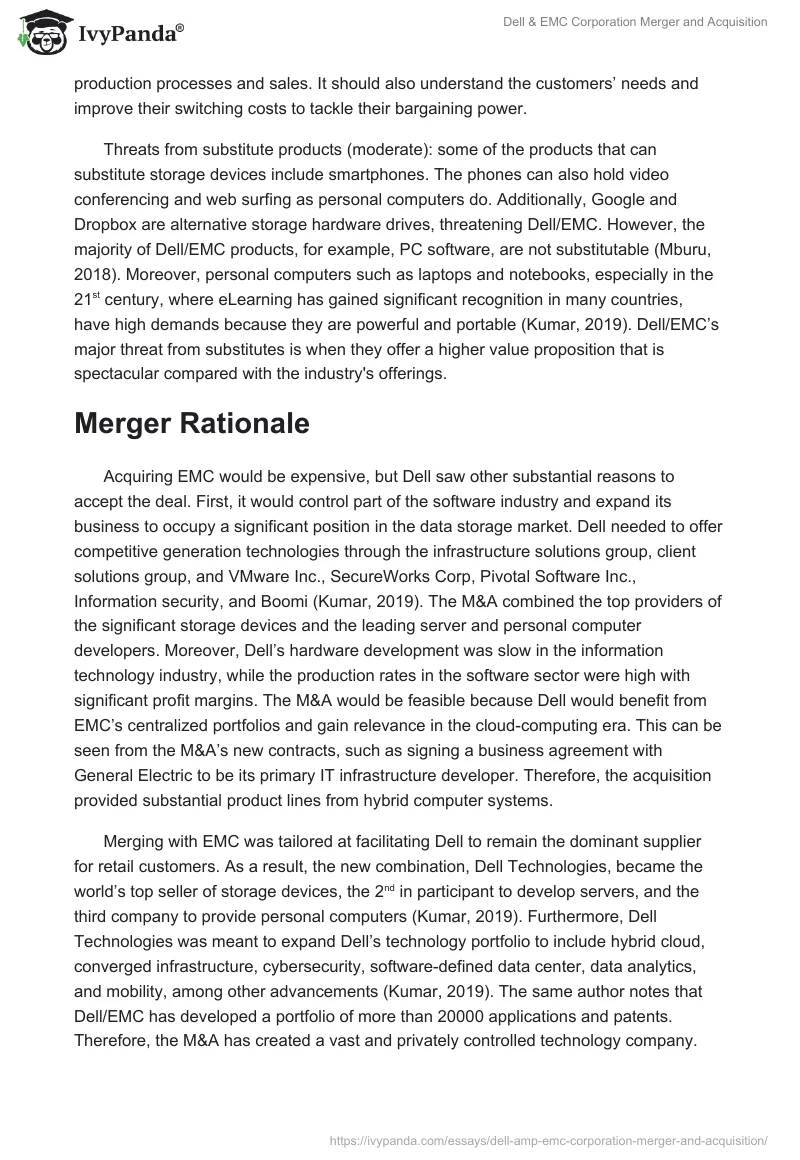 Dell & EMC Corporation Merger and Acquisition. Page 5