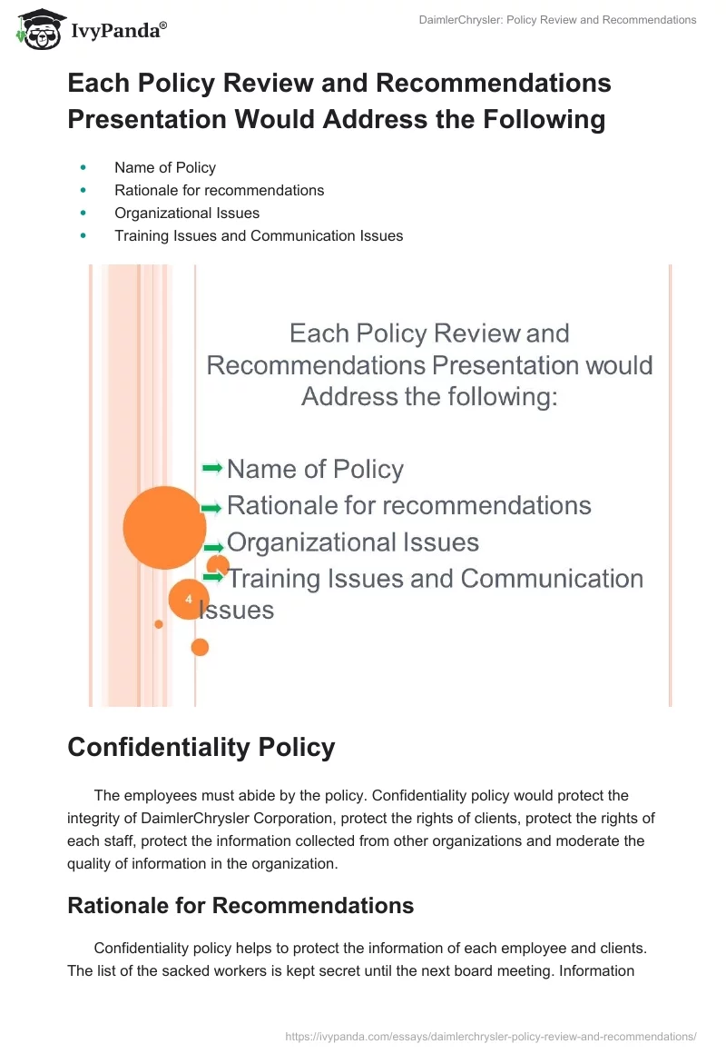 DaimlerChrysler: Policy Review and Recommendations. Page 3